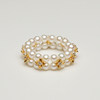 Golden Charm 3-4mm Osmanthus double-row freshwater pearl ring, fashionable and elegant high-end jewelry birthday gift