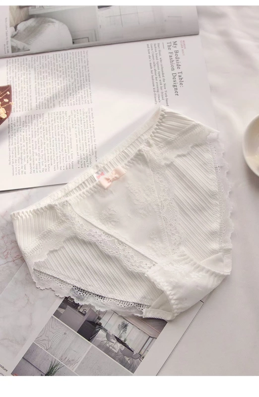 Hàn Quốc thấp eo chủ đề bông khâu ren không có dấu vết phụ nữ đồ lót cotton tập tin kích thước lớn tóm tắt màu rắn phụ nữ
