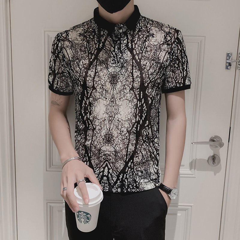 polo衫男短袖潮牌修身翻领t恤男士社会青年半截袖小衫   T116-P40