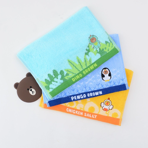 JELIYA LINEFRIEND маленькое полотенце из чистого хлопка с героями мультфильмов, водопоглощающее женское домашнее полотенце для лица, детское полотенце, тройка в упаковке