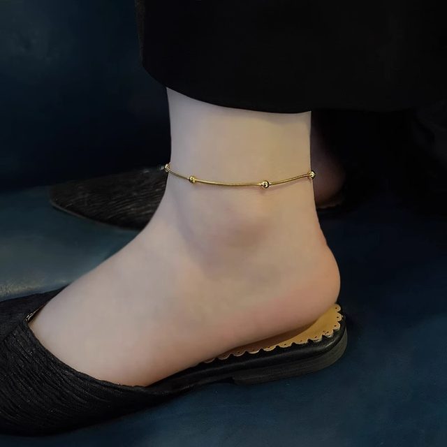 ຖົງຕີນທອງ adzuki bean ສໍາລັບແມ່ຍິງ 2023 ຄົນອັບເດດ: ສູງທີ່ສຸດ niche ankle chain light luxury temperament fashion anklet
