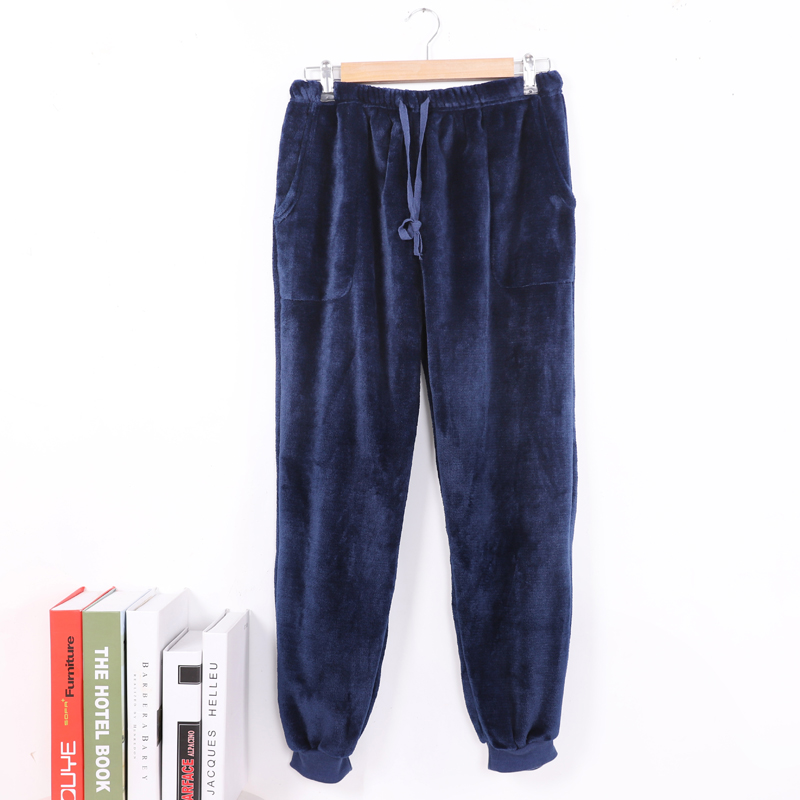 Cặp vợ chồng flannel đồ ngủ nam và nữ đàn hồi miệng nhỏ chân nhà quần kích thước lớn mùa thu và mùa đông dày san hô lông cừu nhà quần thời trang mặc nhà nam nữ