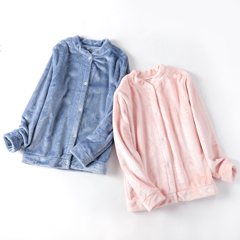 Single One-piece Cardiff Blouse Lady Autumn Winter Coral Suede Warm Plus Suede Long Sleeve Flannel Loose home Sleeping Clothes