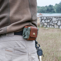 Savage bushcraft outdoor camping head layer cowhide canvas storage bag foldable tactical debris waist hanging bag