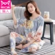 Đồ ngủ mèo nữ mùa xuân và mùa hè phương thức cotton cắt ngắn tay giản dị lỏng lẻo mỏng trung niên phục vụ tại nhà phù hợp với mặc bên ngoài - Cha mẹ và con