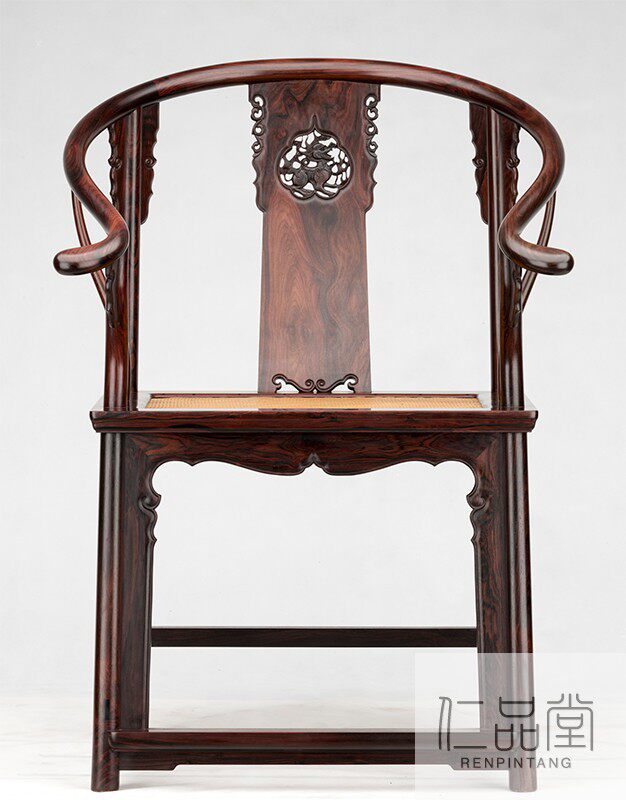Old Red Wood Lao Red Acid Branch Purple Black Old Material Three-To-Circle Kirin Chair