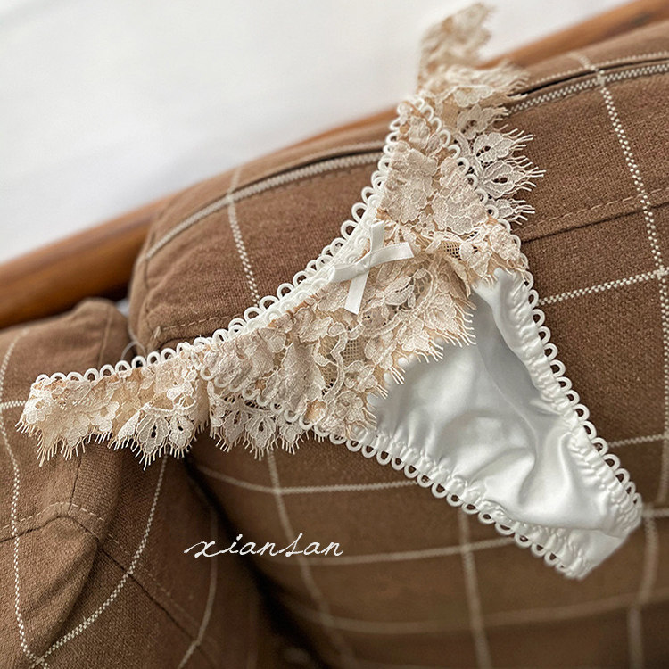 Sage San Europe and America French hollow lash lace butterfly tie milk wire sexy lace underwear no mark