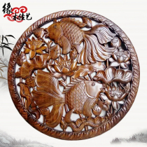  Thai crafts camphor wood carving goldfish round wood carving pendant club carving wall hanging Southeast Asian style 80