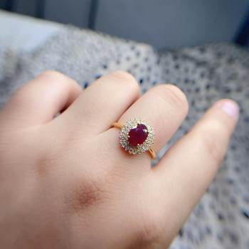 Natural pigeon blood red ruby ring 6 x 8 925 silver finely inlaid natural colored gemstone jewelry