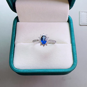 Natural unfired royal blue sapphire ring 4×6 princess diana style 925 silver finely inlaid colored gemstone jewelry