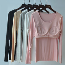 Halal Hammoir Hooded Sweatshirt Woman Long Sleeve Fall bra-free inner lap t-shirt with chest cushion for bottom blouse