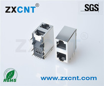 RJ45 network socket double-layer joint upper and lower 2X1 8P8C network port without lamp 2 port connector