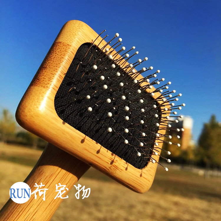 GOLDPETS Ginsent BEECH WOOD AIR BAG NEEDLE COMB ROUND POINT DOG CAT WITH STEEL NEEDLE COMB LAFUR OPEN KNOT