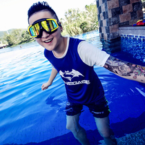 Shu bundle thickened quick-drying loose les swimsuit handsome t unisex swimsuit bandage short sleeve printed anime summer vacation