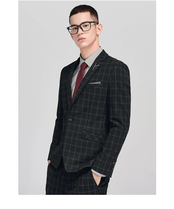 Rexton chải mỏng phù hợp với công sở nam 2019 mùa thu mới kẻ sọc chính thức suit dress - Suit phù hợp