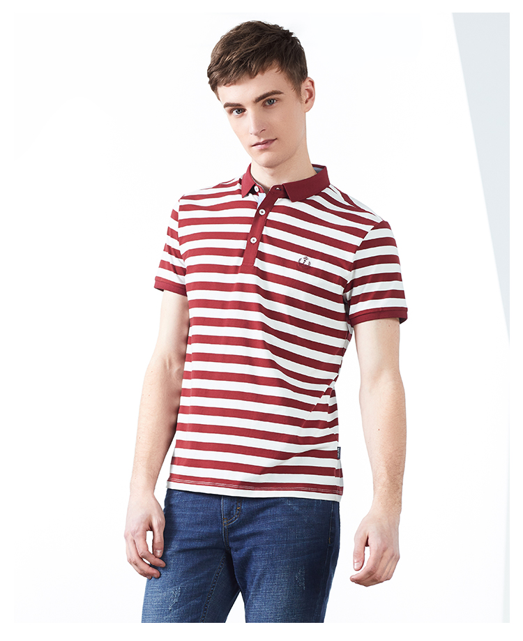 Lexton 2018 mùa hè mới sọc ngắn tay polo áo sơ mi nam giản dị thoải mái thanh niên ve áo ngắn tay áo T store t shirt