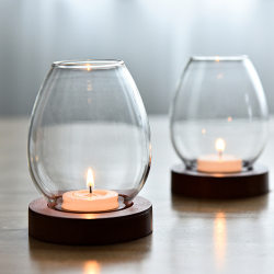 European -style transparent glass circular candlestick candlelight dinner Zen retro home windproof candle cup cover Chinese decoration