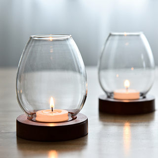 European transparent glass round candle holder