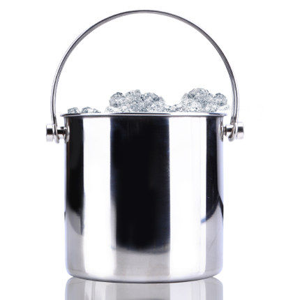 Stainless Steel Double Wire Handle Ice Bucket Creativity Double band Ice Compartment Practical Hotel Bar Champagne Barrel Ice Grain Barrel