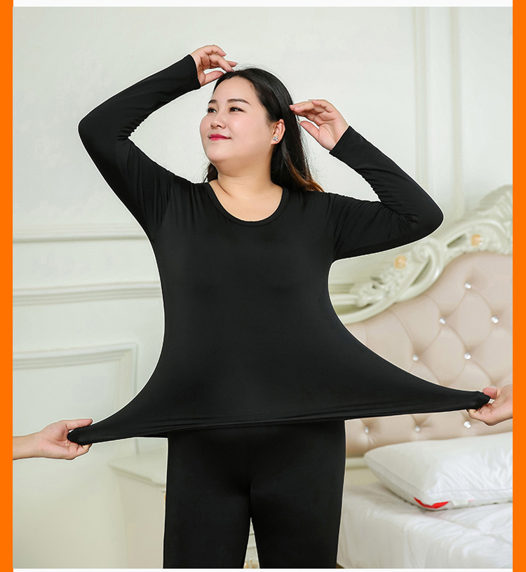 Mùa thu và mùa đông phụ nữ mới béo mm kích thước lớn cộng với chất béo vòng cổ sanding sang trọng đồ lót nhiệt mùa thu quần dài tập 230 kg thời trang mặc nhà