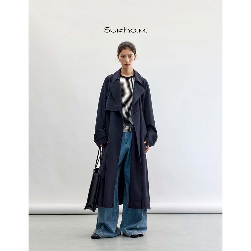 Sukha m Imported Fabric ~ Fine Wool High-End Silhouette Long Trench Coat for Women 2026 New Style