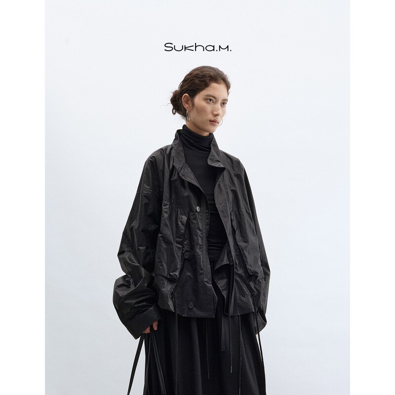 Sukha m 80-Count Long-Staple Cotton Coated and Polished Workwear Pocket Silhouette Stand-Up Collar Outdoor Sports Jacket for Women