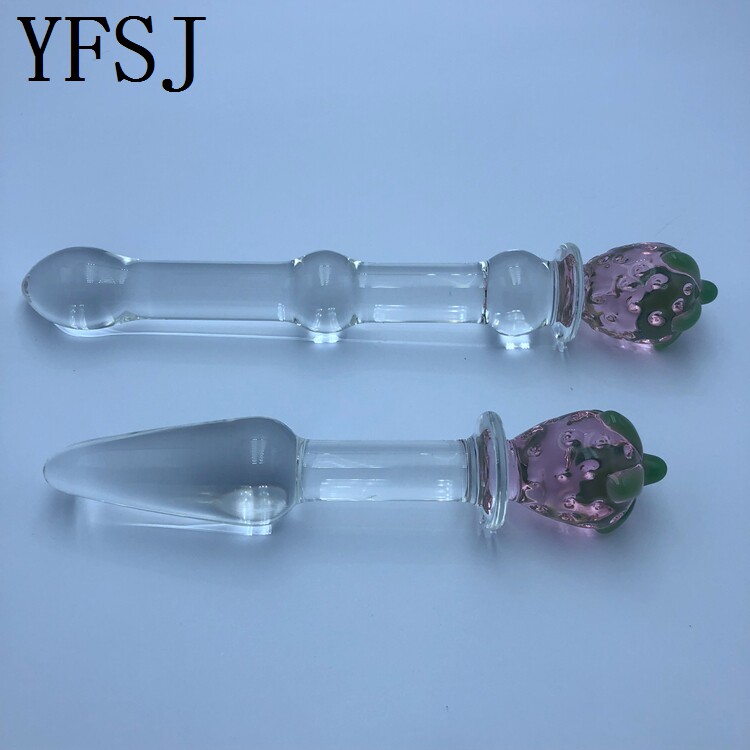 Strawberry Yang Fan sex female appliance Ice fire stick Crystal dildo Transparent glass masturbation appliance Sex fun