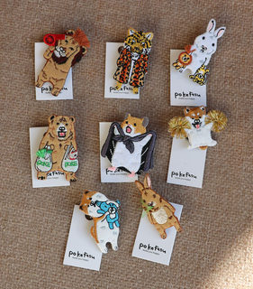 Convenient and easy to use! Brooch badge ferocious and cute animal Shiba Inu lion rabbit personality embroidery brooch