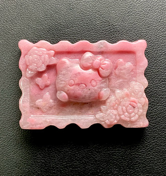 Natural rhodonite pink jade kitty stamp photo frame hello kitty
