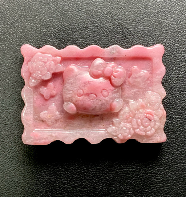 Natural rhodonite pink jade Kitty stamp photo frame Hello Kitty