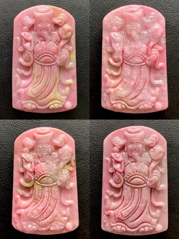 The god of wealth has arrived! full pink jade rhodonite bracelet material carved gemstone pendant
