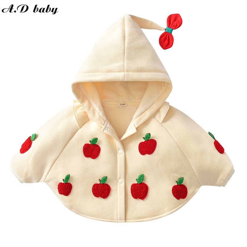 Japanese baby cloak thick baby girl princess out shawl girls gear hooded shawl autumn and winter wear