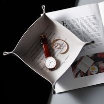 Mino Nordic Morandi temperament grey PU leather Leather Jewellery Containing Pan-off Key Debris Tray Hem