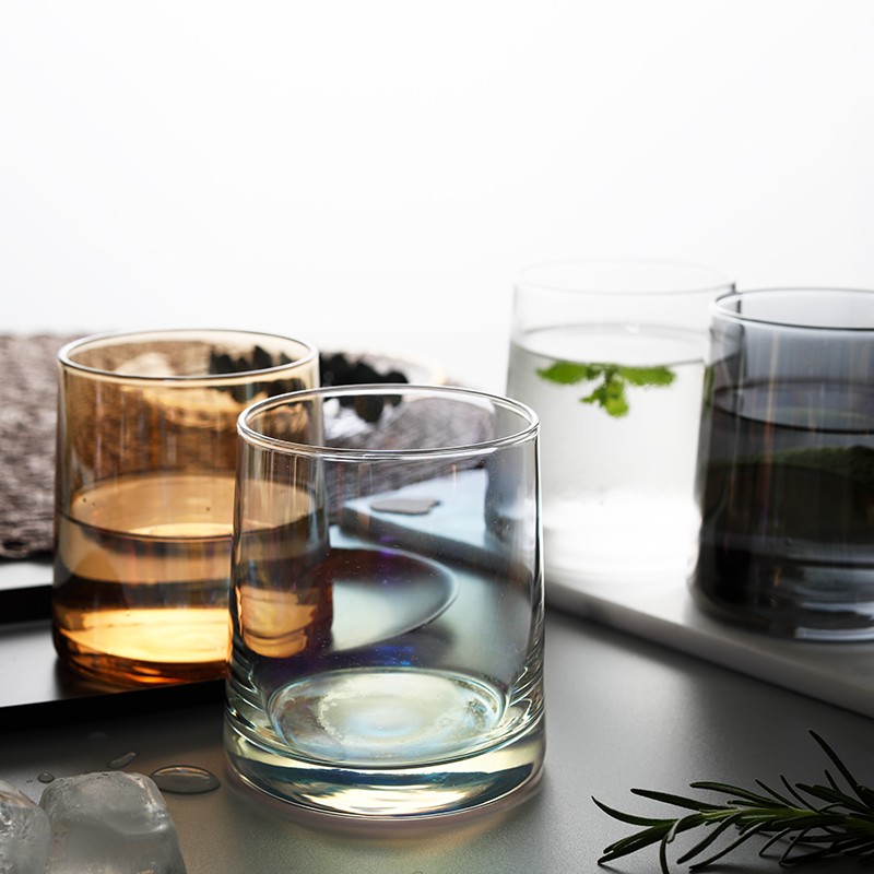 Mino Color Ion Plated Transparent Glass Cups Home Foreign Wine Glasses Whisk Cups Glass drinks Juice Cups Cups of Tea