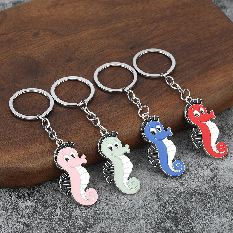 Cross-Border Hot Selling Metal Keychain Zinc Alloy Painted Glue Cartoon Seahorse Keychain Pendant Enamel Keychain Cross-Border Hot Selling Metal Keychain Zinc Alloy Painted Glue Cartoon Seahorse Keychain Pendant Enamel Keychain