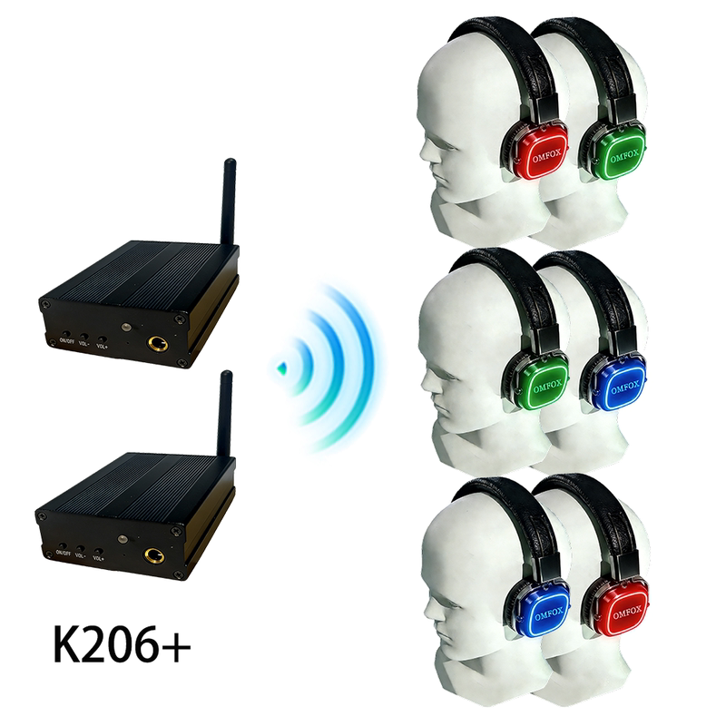 Omfox High-Appearance Colorful Silent Party Disco Wireless Glowing Head-Mounted Mesh Network Headphones