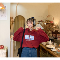 Cloth sauce original Hug Me fun Kaman printing Korean loose hooded sweater jacket women 21 Autumn New