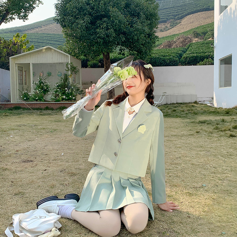 Commoner sauce original spring mans college style vanilla green slim and tall short suit jacket suit women's autumn new style