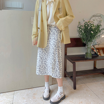 Original Leopard Print salty sweet BAO WEN split long skirt Autumn New