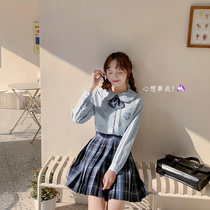 Commoner sauce original wishing rabbit embroidery Japanese sweet college style jk doll collar shirt 2021 spring new female