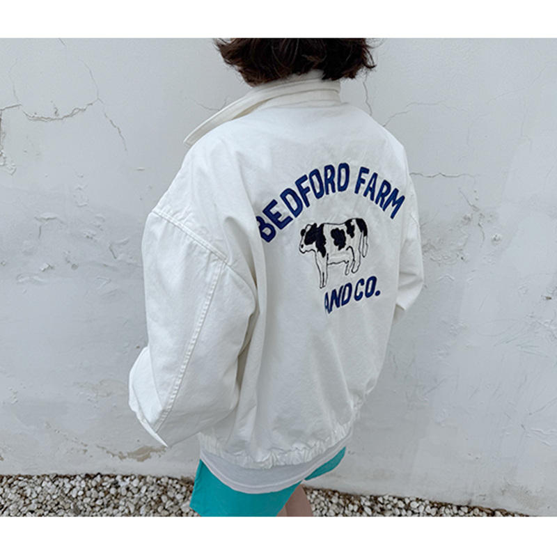 American Retro Embroidered Cow Series, Unique Veteran Jacket, Pure Cotton Loose Fit, Unisex