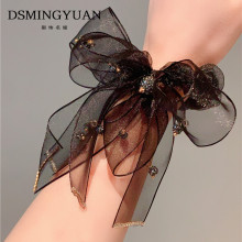 A heartwarming forest style fairy beautiful bow headband headdress for 2024 new women's tied hair headbands