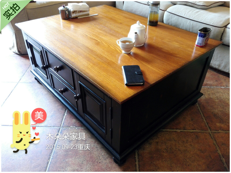 Mỹ hoàn toàn bằng gỗ bàn cà phê bên cạnh quê Địa Trung Hải bình dị tùy chỉnh rắn cà phê gỗ nội thất gỗ bảng nở hoa - Bàn trà bàn trà vuông