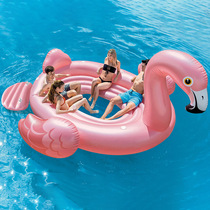 intex adult children water floating bed inflatable floating row big and small red crane water bed animal Mount swimming ring