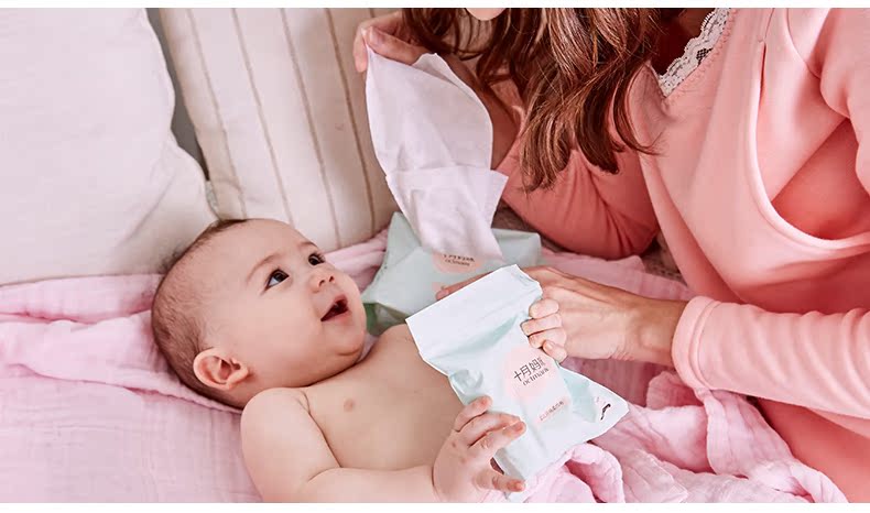 Tháng mười Mommy bé bông khăn bông bé sơ sinh không ướt khăn giấy ướt và khô dual-sử dụng 100 bơm * 18 gói