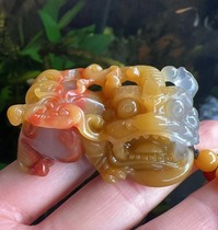 Yang Yujia Natural Huanglong jade Three-color Yin Yang Eye Ears Feet Fine Sculptor Wang Leu Hand Play Pendant Certificate New