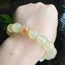 Yang Yujia Yunnan natural yellow dragon jade ice seed water yellow 12MM plus ladies round bead bracelet certificate new product gift