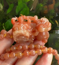 Yang Yujia natural yellow dragon jade rouge pink yin and yang feet overlord Pixiu pendant certificate new bead chain