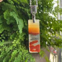 Yang Yujia Yunnan natural yellow dragon jade three-color gold sand old material Ping An Wu Shi brand 925 silver clavicle pendant certificate