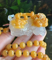 Yang Yujia Natural Huang Longyu Glass Seed Fancy Golden Head Golden Ruyi Bully Pendant Pendant Certificate New
